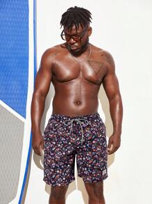 Surfspeed Men Ditsy Floral Print Drawstring Waist Shorts - Multicolor - View 4