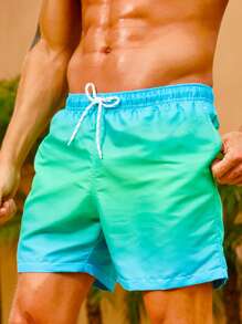 Manfinity Swimmode Hombres Shorts de ombré de cintura con cordón - Multicolor - Ver 1