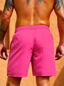 Surfspeed 男式字母拼接抽绳腰泳裤，夏威夷风 - 玫紅色 - 查看 2