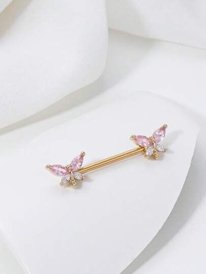 1 pieza exquisito sexy libélula en forma de zirconia cúbica de acero inoxidable Anillo de pezón pezón escudo Joya para pareja