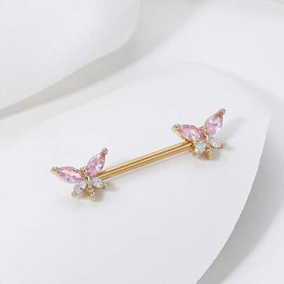 1 pieza exquisito sexy libélula en forma de zirconia cúbica de acero inoxidable Anillo de pezón pezón escudo Joya para pareja