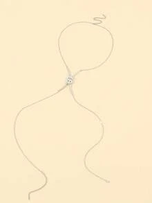 1pc Luxury Rhinestone Studded Sexy X-Shape Halter Bikini Body Chain, Unique Bikini Accessory For Women - Silver - View 3