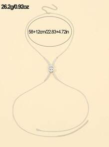1pc Luxury Rhinestone Studded Sexy X-Shape Halter Bikini Body Chain, Unique Bikini Accessory For Women - Silver - View 6