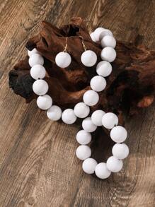 4入組/套女士優雅風格白色串珠項鍊、手鍊、耳環套裝 - 彩色 - 查看 2