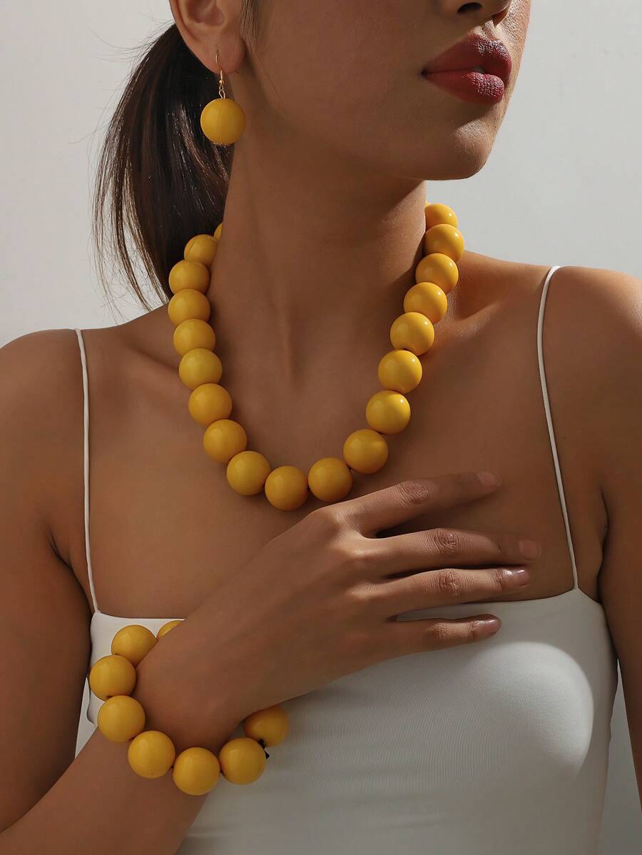 4入组/套豪華風格串珠耳環適合女士 - 彩色 - 查看 1