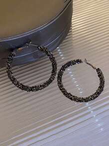 Hoa tai vòng tối giản - màu đen - Xem 6