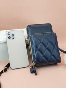 绗缝拉链黑色可调节肩带钱包单肩包手机钱包包斜挎包手拿包手机包袋轻便、现代、商务信用卡、身份证、钱、现金商务休闲教师节、教师礼物、工作、商务、通勤、旅行、节日、办公室、度假、周年纪念、情侣、生日礼物、情人节、女士礼物、女性、白领人士、女性礼物 - 黑色 - 查看 6