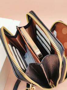 绗缝拉链黑色可调节肩带钱包单肩包手机钱包包斜挎包手拿包手机包袋轻便、现代、商务信用卡、身份证、钱、现金商务休闲教师节、教师礼物、工作、商务、通勤、旅行、节日、办公室、度假、周年纪念、情侣、生日礼物、情人节、女士礼物、女性、白领人士、女性礼物 - 黑色 - 查看 7