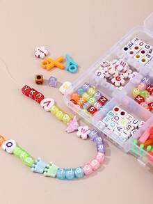 1 bộ Bộ trang sức làm trang sức theo bảng chữ cái DIY (Màu sắc, chữ cái và kiểu dáng ngẫu nhiên) - Nhiều màu - Xem 2