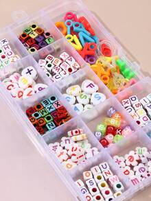 1 bộ Bộ trang sức làm trang sức theo bảng chữ cái DIY (Màu sắc, chữ cái và kiểu dáng ngẫu nhiên) - Nhiều màu - Xem 4