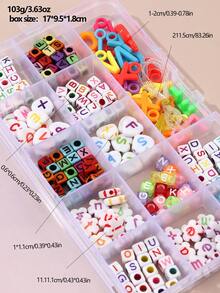 1 bộ Bộ trang sức làm trang sức theo bảng chữ cái DIY (Màu sắc, chữ cái và kiểu dáng ngẫu nhiên) - Nhiều màu - Xem 5