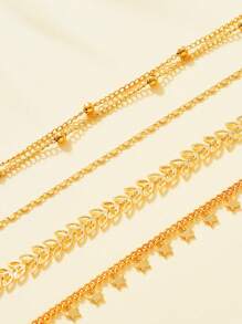 4 Cái/bộ Vòng Chân Theo Chủ Đề Ngôi Sao Đơn Giản & Đa Năng Thích Hợp Cho Phụ Nữ Và Bé Gái Làm Quà Cho Kỳ Nghỉ/Phụ Kiện Du Lịch - Vàng - Xem 2