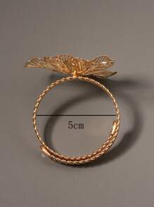 1入組復古風格金屬花優雅手環適合女士 - 金黃色 - 查看 3