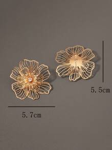 1 Đôi Thanh Lịch Kim Loại & Kim Cương Giả Trang Trí Rỗng Ra Thiết Kế Hoa Thời Trang Nữ Bông Tai - Vàng - Xem 8