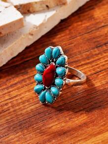 1 Nhẫn Phong Cách Cổ Điển Hoa & Thiết Kế Màu Ngọc Lam Cho Cả Nam Và Nữ - Nhiều màu - Xem 2