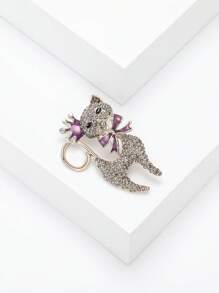 水鑽貓貓設計胸針 - 紫色 - 查看 4