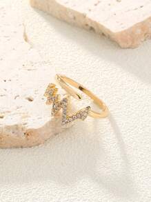Máy Tính Có Thể Điều Chỉnh Đồng Sang Trọng Điện Tâm Đồ Lightning & Hình Trái Tim Đính Đá Cubic Zirconia Cho Nữ Cưới Phụ Kiện - Vàng - Xem 2