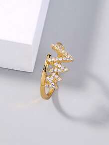Máy Tính Có Thể Điều Chỉnh Đồng Sang Trọng Điện Tâm Đồ Lightning & Hình Trái Tim Đính Đá Cubic Zirconia Cho Nữ Cưới Phụ Kiện - Vàng - Xem 3