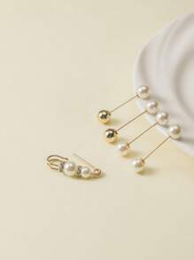 5入組人造珍珠裝飾胸針 - 彩色 - 查看 1