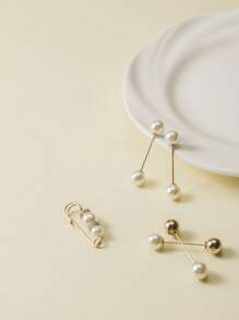 5入組人造珍珠裝飾胸針 - 彩色 - 查看 2