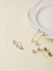 5入組人造珍珠裝飾胸針 - 彩色 - 查看 3