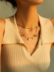 2 cái/bộ Vòng cổ trang trí hình bướm - Vàng - Xem 1