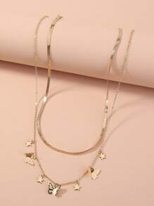 2 cái/bộ Vòng cổ trang trí hình bướm - Vàng - Xem 2