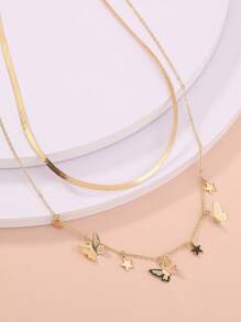 2 cái/bộ Vòng cổ trang trí hình bướm - Vàng - Xem 3