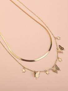 2 cái/bộ Vòng cổ trang trí hình bướm - Vàng - Xem 4