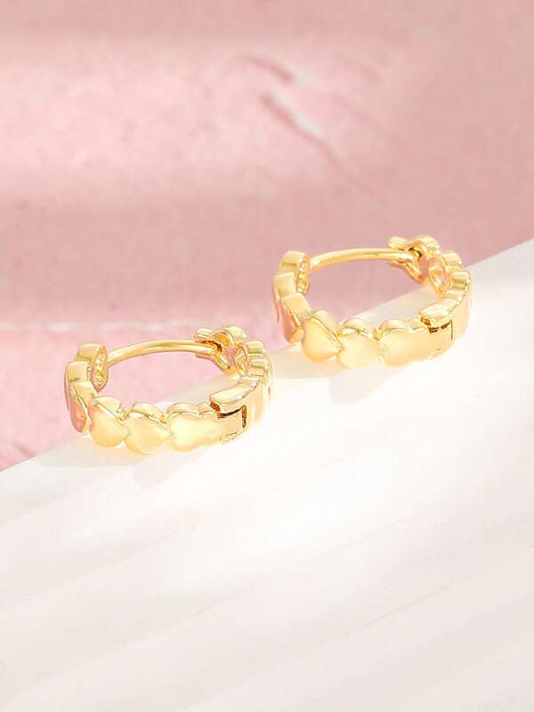 1 Pair Minimalist Stainless Steel Heart Shaped Earrings, Delicate Everyday Wear For Girl