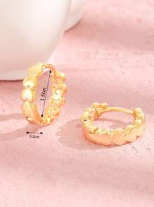 1 Pair Minimalist Stainless Steel Heart Shaped Earrings, Delicate Everyday Wear For Girl - Yellow Gold - View 3