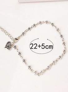 男士花朵裝飾鏈式腳鏈,適用於首飾類禮品和派對 - 銀色 - 查看 3