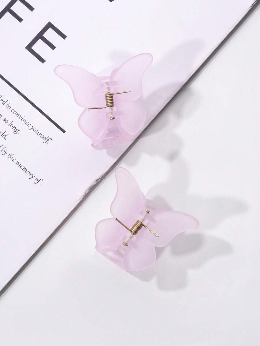 2入組女孩蝴蝶設計時尚髮爪適用於頭髮裝飾用品