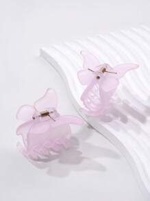 2入組女孩蝴蝶設計時尚髮爪適用於頭髮裝飾用品