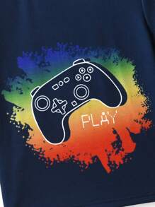 SHEIN 年輕男孩搖桿印花t恤 - 藏蓝色 - 查看 5