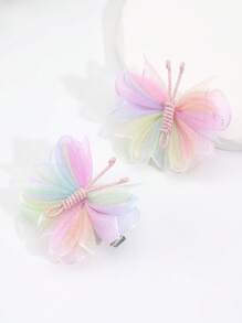 2pcs Girls Butterfly Decor Alligator Hair Clip For Hair Decoration - Multicolor - View 4