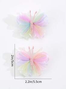 2pcs Girls Butterfly Decor Alligator Hair Clip For Hair Decoration - Multicolor - View 5
