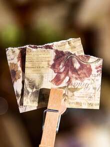 YANJI 60張/包花卉圖案材料紙復古多用途裝飾紙用於DIY工藝、剪貼簿、手帳 - 綠色 - 查看 4