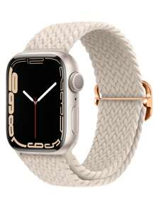 1入組男士女士米色編織時尚聚酰胺錶帶38/40/41/42/44/45/49毫米兼容Apple Watch Ultra/SE/8/7/6/5/4/3/2/1 - 米色 - 查看 1