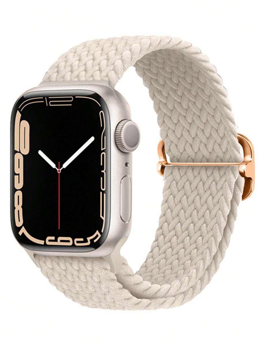 1入組男士女士米色編織時尚聚酰胺錶帶38/40/41/42/44/45/49毫米兼容Apple Watch Ultra/SE/8/7/6/5/4/3/2/1 - 米色 - 查看 1