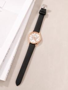 CADVAN 蝴蝶樣式錶盤石英表 - 黑色 - 查看 4