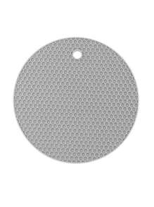 1pc Silicone Insulation Pad, Modern Beehive Detail Potholder For Kitchen - Grey - View 1