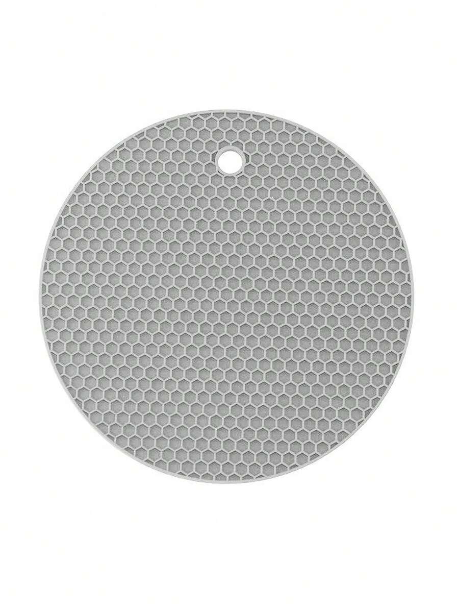 1pc Silicone Insulation Pad, Modern Beehive Detail Potholder For Kitchen - Grey - View 1