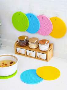 1pc Silicone Insulation Pad, Modern Beehive Detail Potholder For Kitchen - Grey - View 4