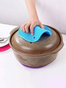 1pc Silicone Insulation Pad, Modern Beehive Detail Potholder For Kitchen - Grey - View 5