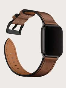 1条男女通用白色奢华柔软皮革智能手表表带，兼容 38mm/40mm/41mm/42mm/44mm/45mm/46mm/49mm，智能手表配件，兼容 Series Ultra/SE/10/9/8/7/6/5/4/3/2/1，情人节礼物，返校季智能手表表带配件 - 棕色 - 查看 4