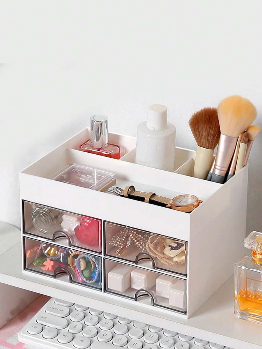 1pc PP Makeup Brush Storage Box, Modern Container For Home - White - View 1