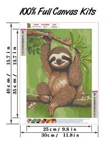 1套PMMA DIY無框鑽石畫現代主義樹懶圖案DIY鑽石畫工藝品 - 綠色 - 查看 2