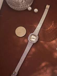 水鑽裝飾石英表 - 銀色 - 查看 5