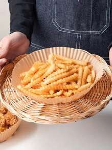 50入組氣炸鍋烘焙紙，吸油不沾硅膠塗層烤盤，棕色